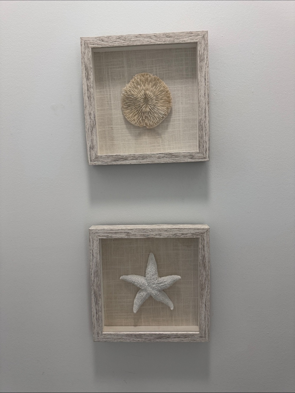 Coastal Shadow Box Wall Art Set - Natural and White
